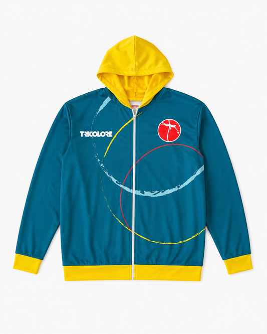 BTS-Tricolore Zip Hoodie Blue/Yellow