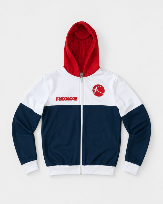 BTS-Tricolore Zip Hoodie White/Navy