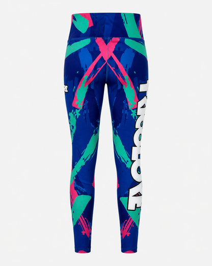 Women's Sports Leggings Tricolore Brush Blue-Fuchsia