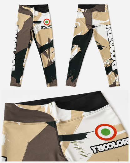 Women's Sports Leggings Tricolore Brush Black-Beige