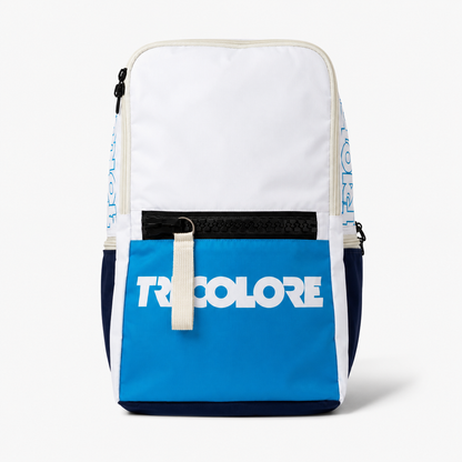 Tricolore Sports Backpack White & Blue - front view