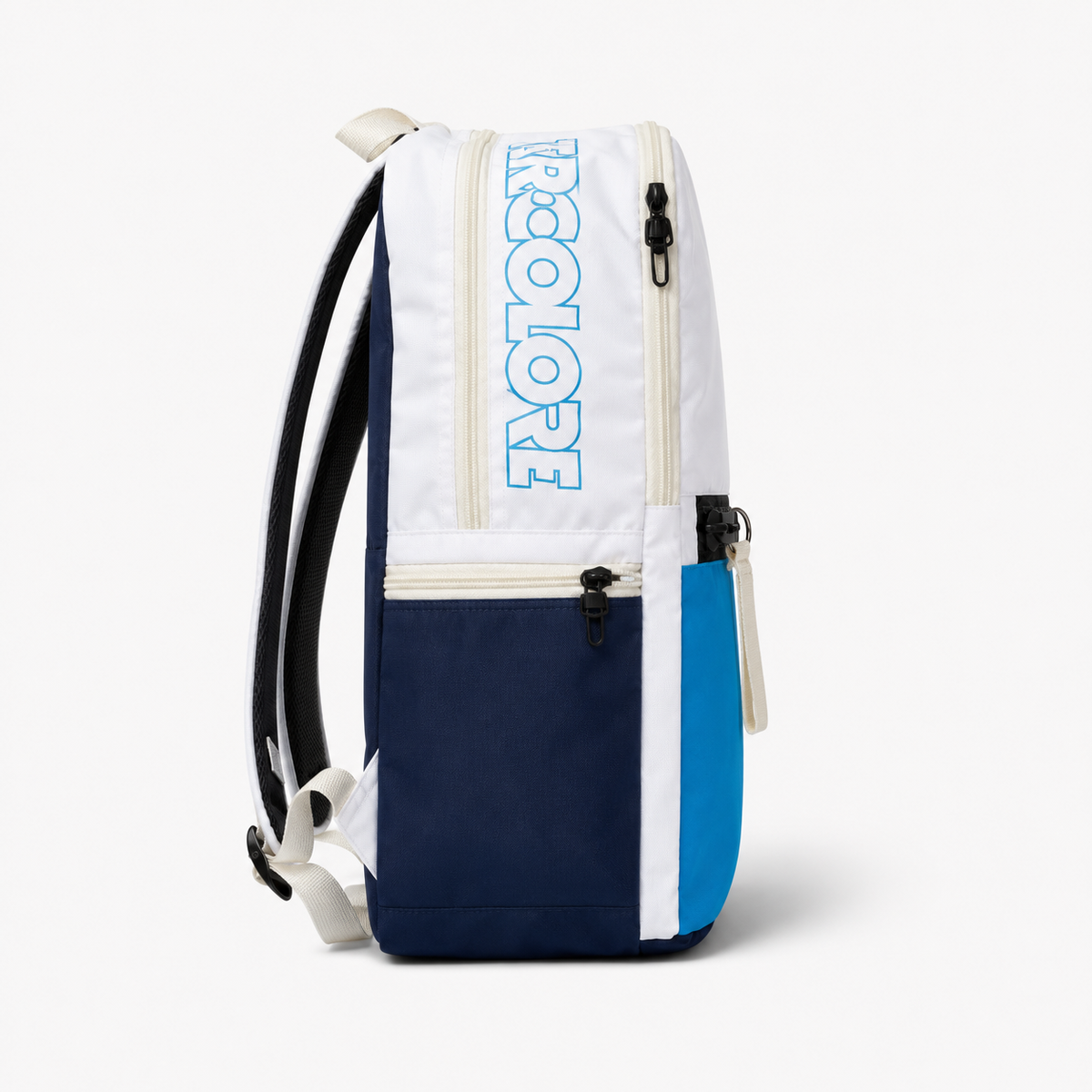 Tricolore Sports Backpack White & Blue - side profile