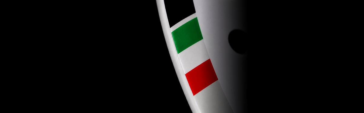 Detail of the Tricolore Dominio racket frame with the Italian flag